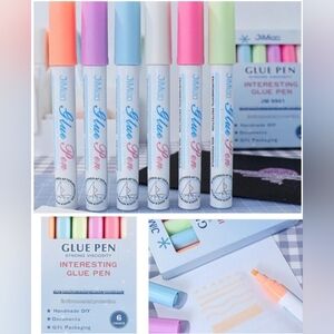 🍎 Nwt 6 Glue Pens Markers Color Crafts Supplies Set Precision Writing